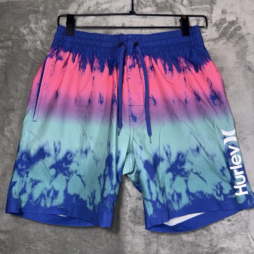 Hurley Boys Board Shorts Size Small‎ 26 Multicolor Gradient Palms Surfer Beach